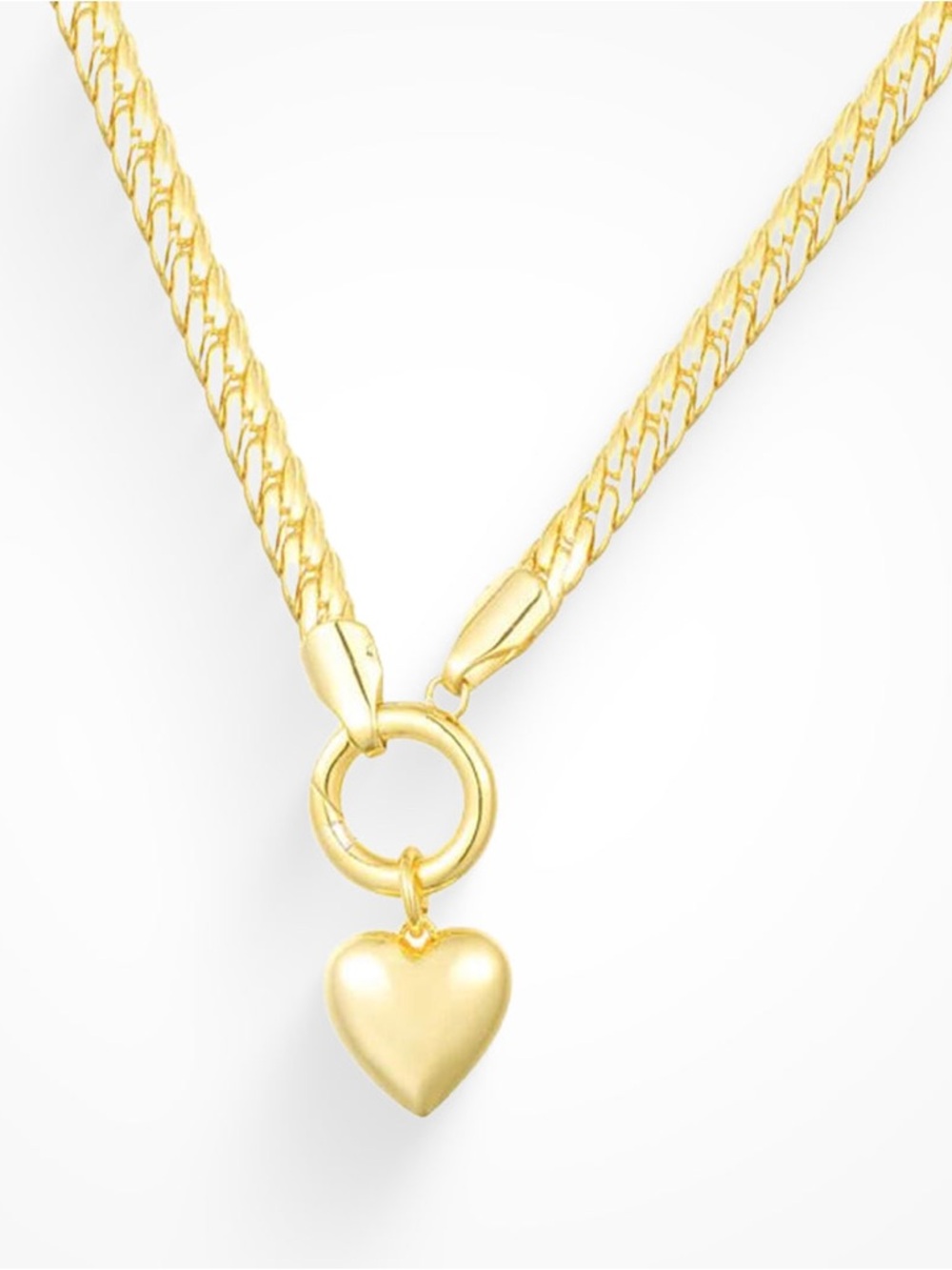 Gold Heart Padlock Pendant Necklace - Women's Jewelry